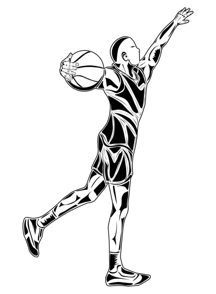 imagen de baloncesto jugador movimientos, adecuado para carteles, educación, camisetas y otros vector