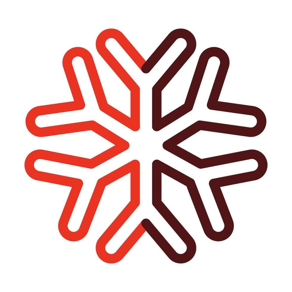 Snow Flake Vector Thick Line Two Color Icons For Personal And Commercial Use.