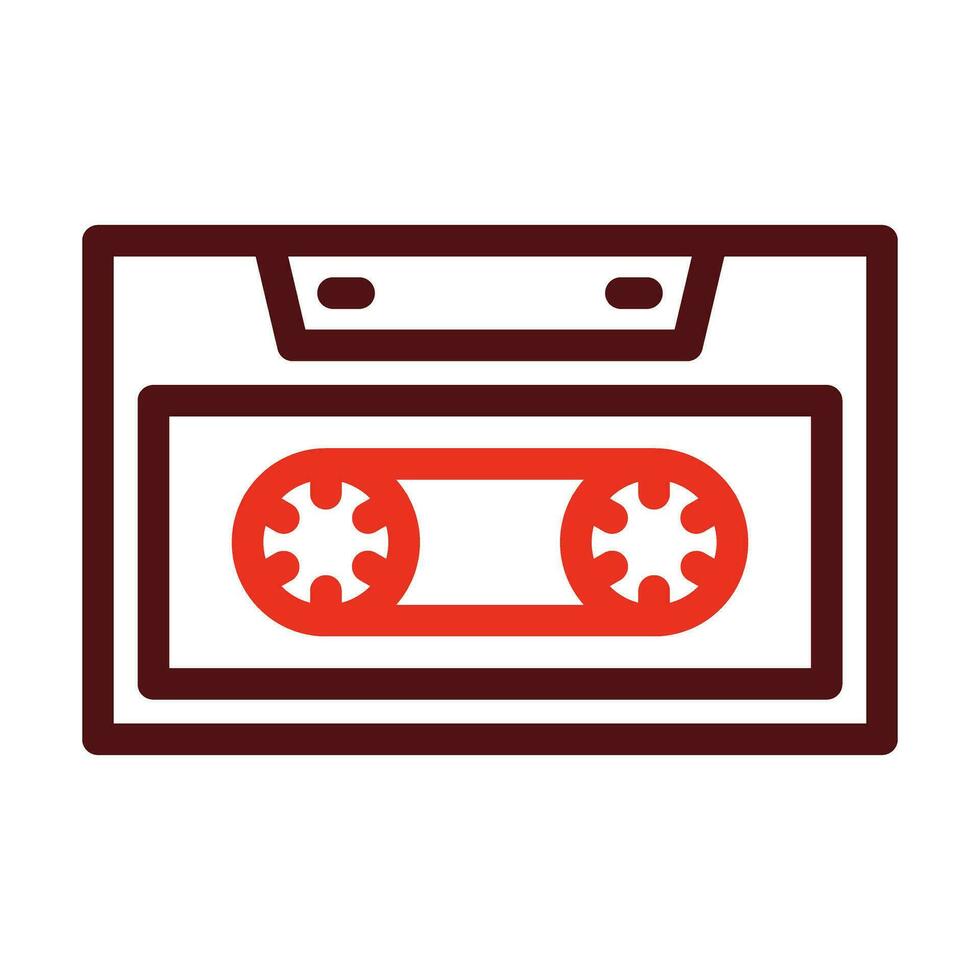 Cassette Vector Thick Line Two Color Icons For Personal And Commercial Use.