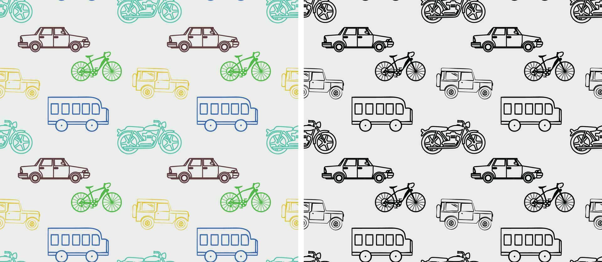 vehicle icon seamless pattern vector