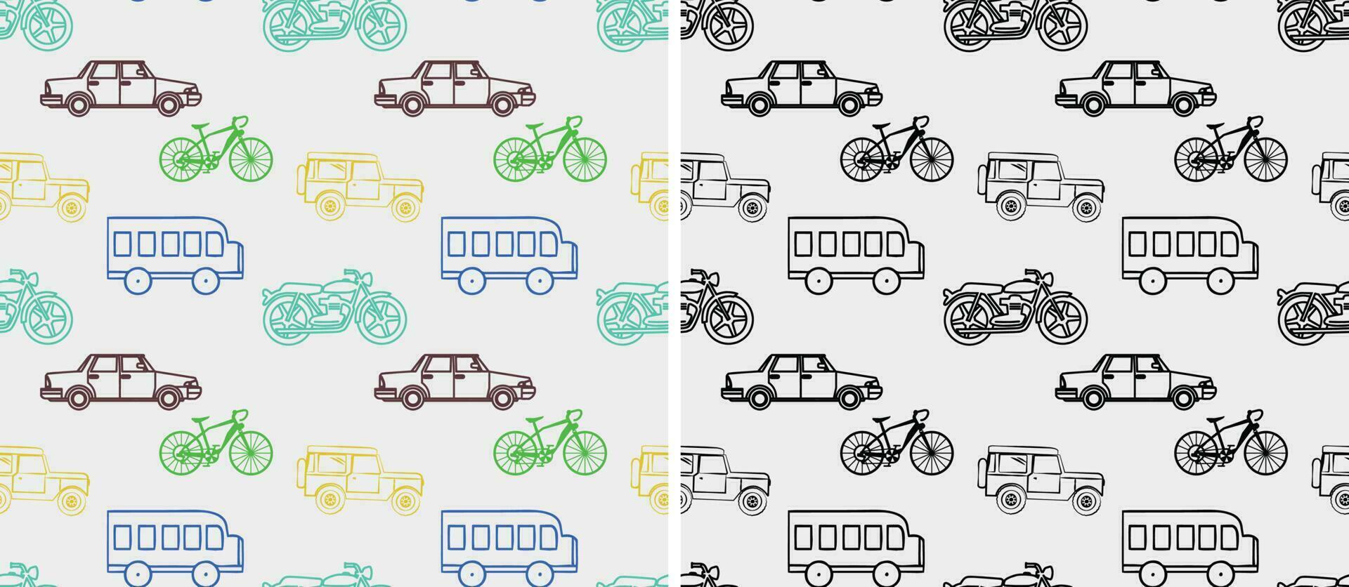 vehicle icon seamless pattern vector