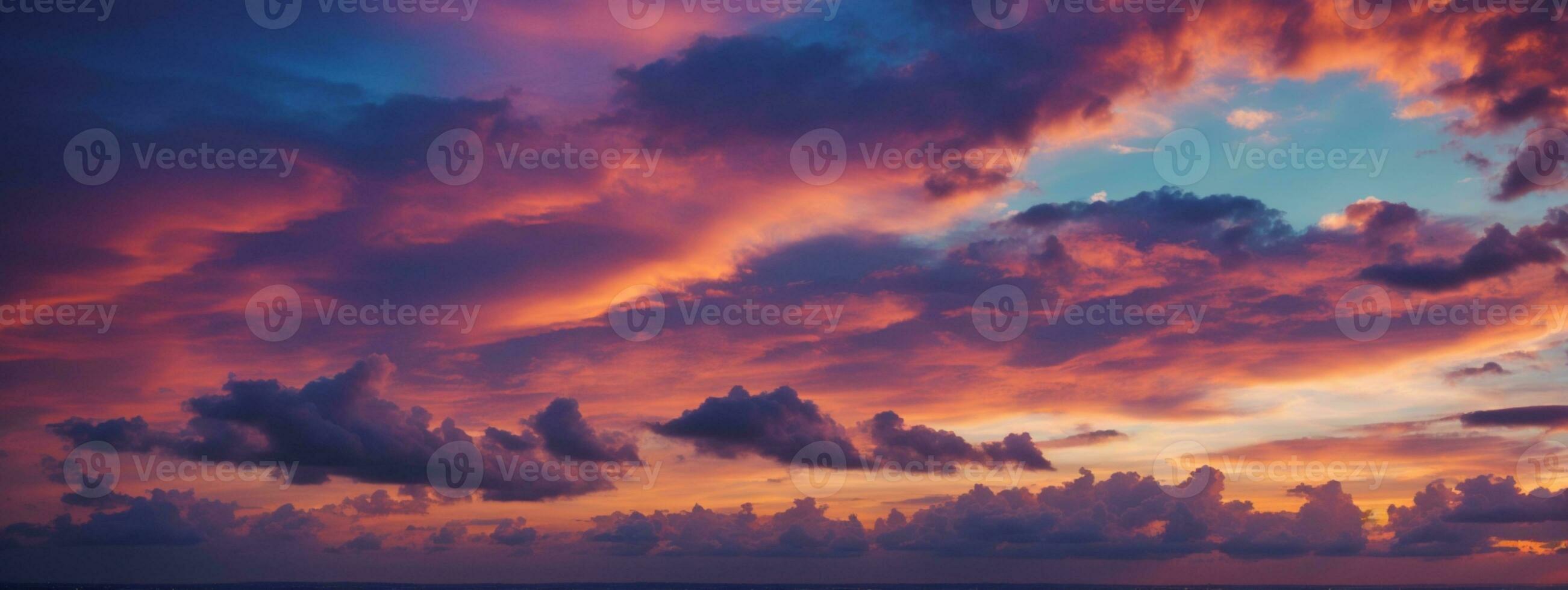 Background of colorful sky concept Dramatic sunset with twilight color sky and clouds. AI generated photo