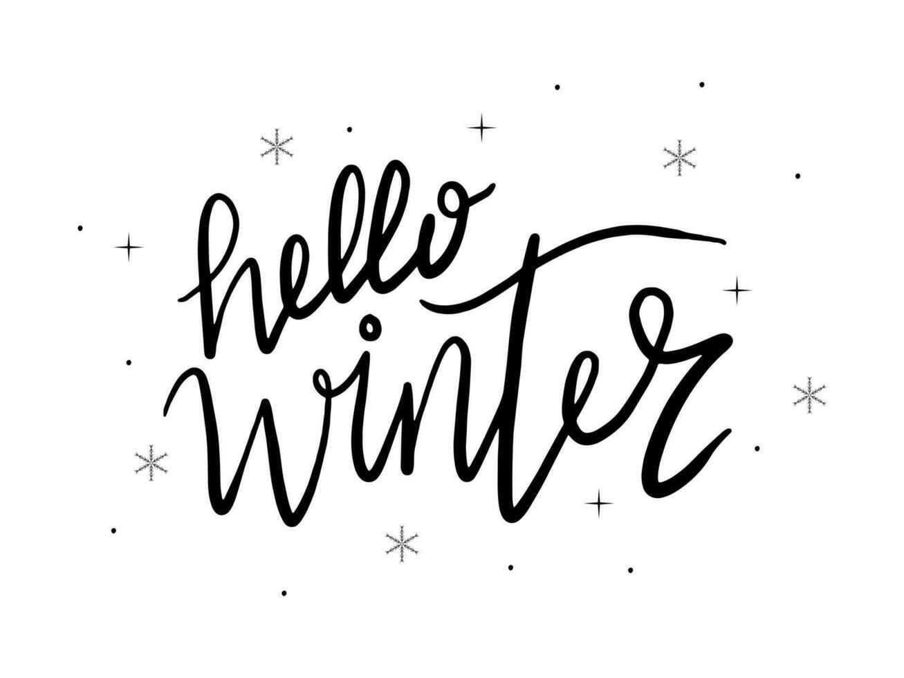 Hello Winter Calligraphy Text. Vector illustration