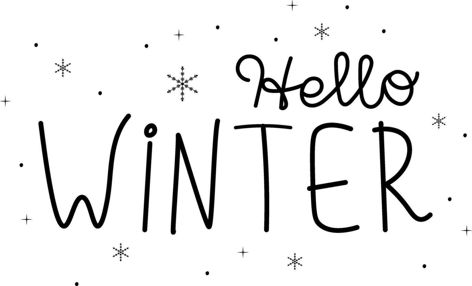 Hello Winter handwritten text. Vector illustration