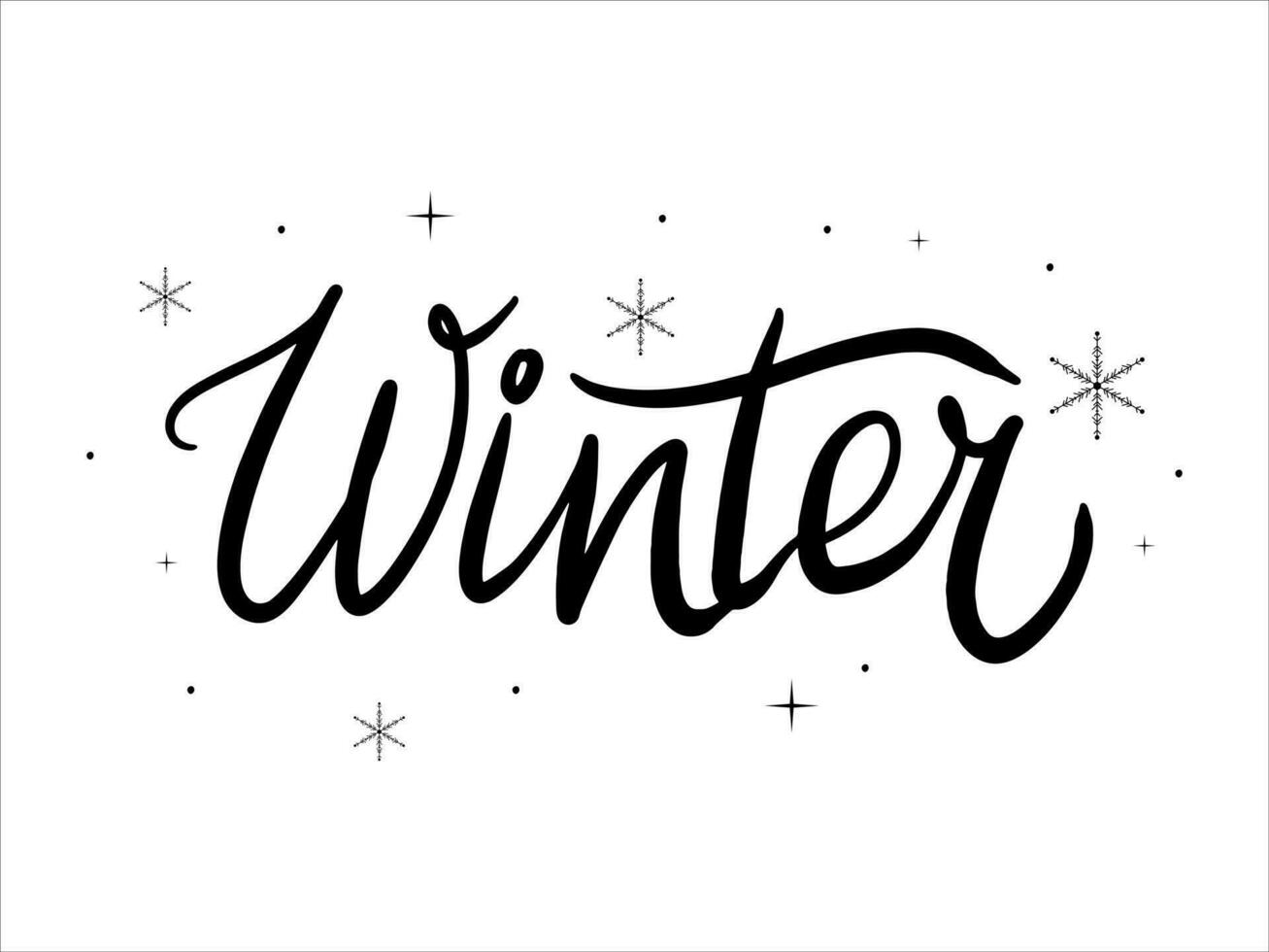 Handwritten lettering winter. Vector illustration