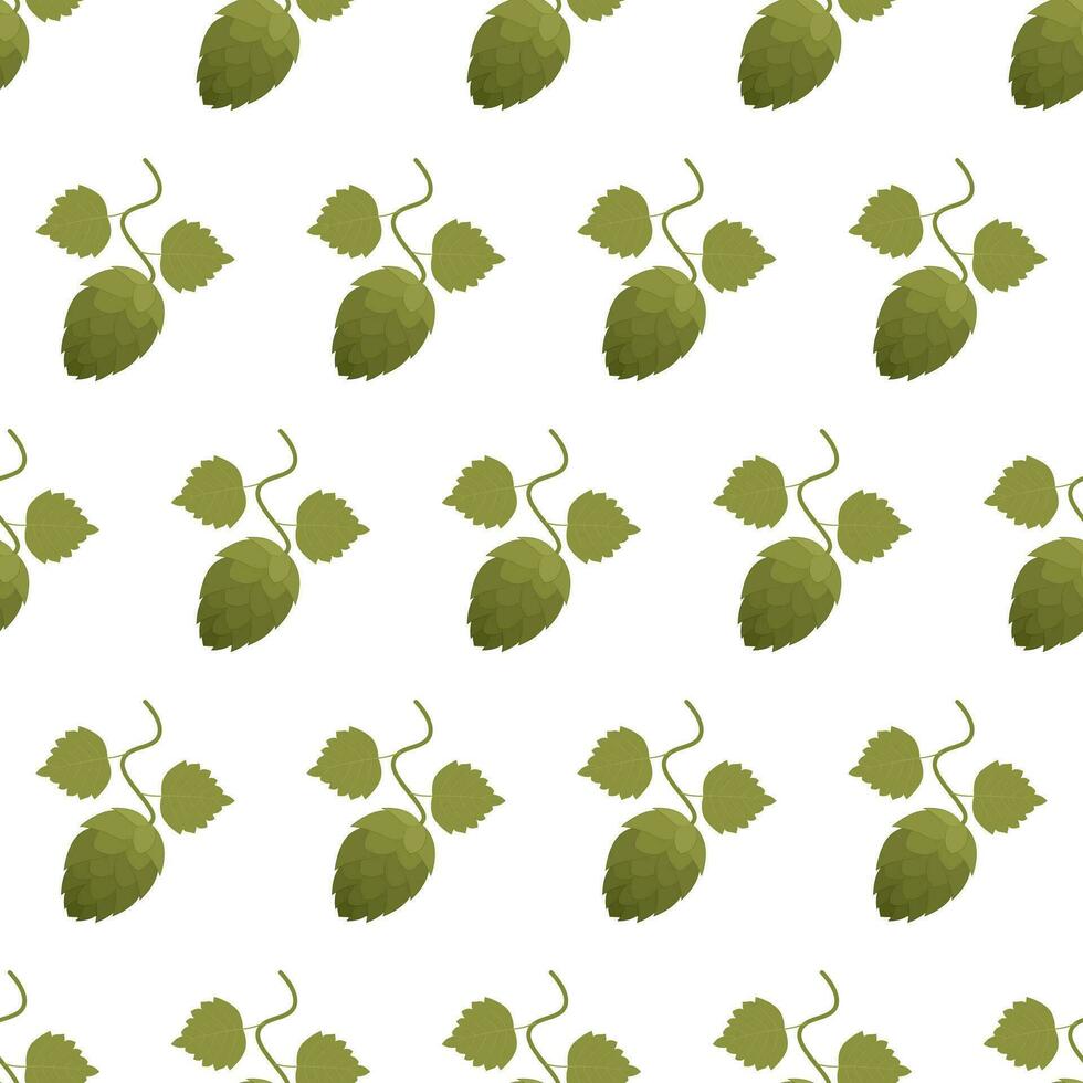 Simple, seamless pattern of hop cones. Vector illustration.