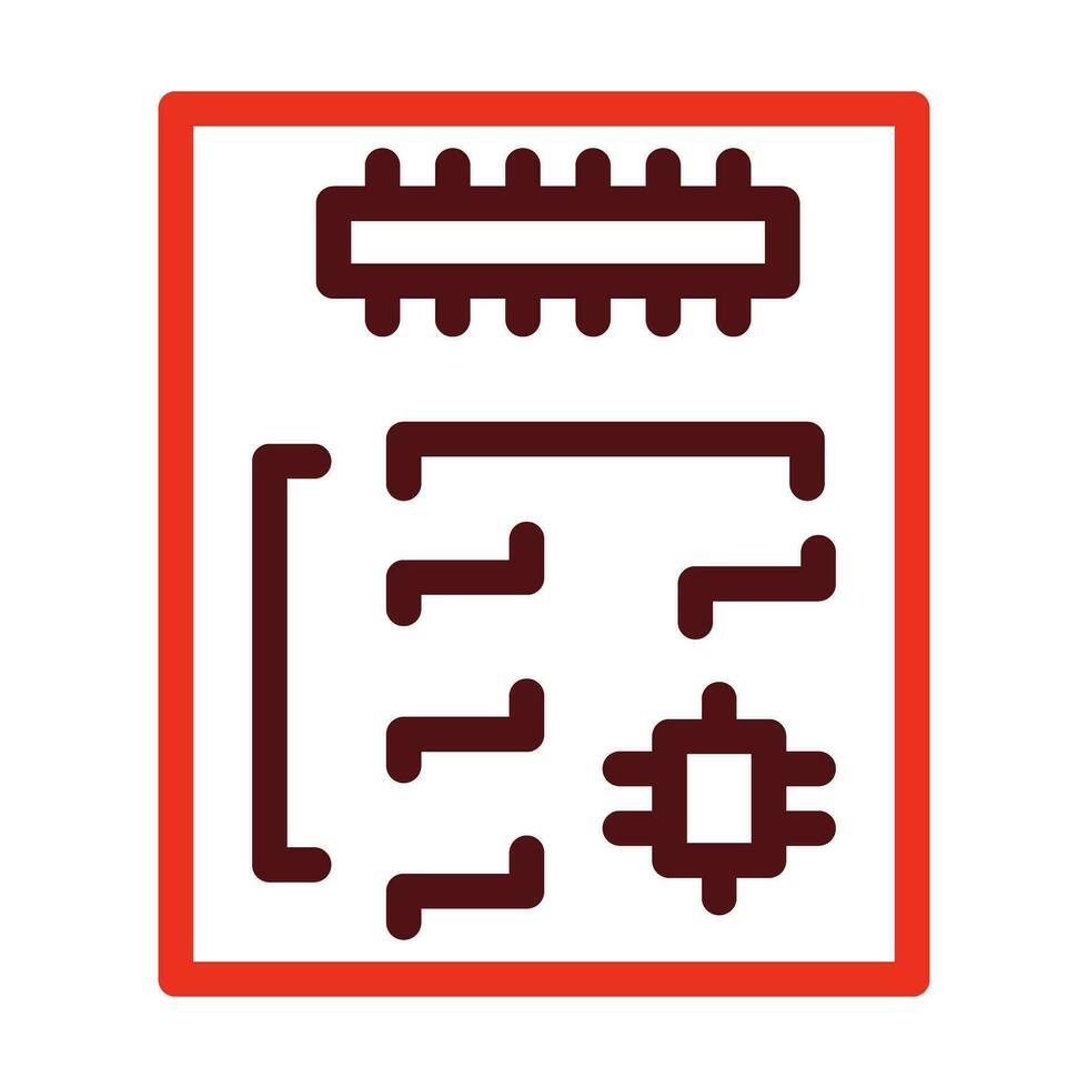 Motherboard Vector Thick Line Two Color Icons For Personal And Commercial Use.