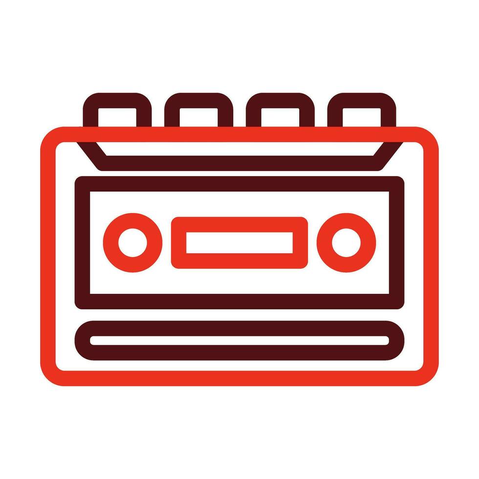 Cassette Recorder Vector Thick Line Two Color Icons For Personal And Commercial Use.