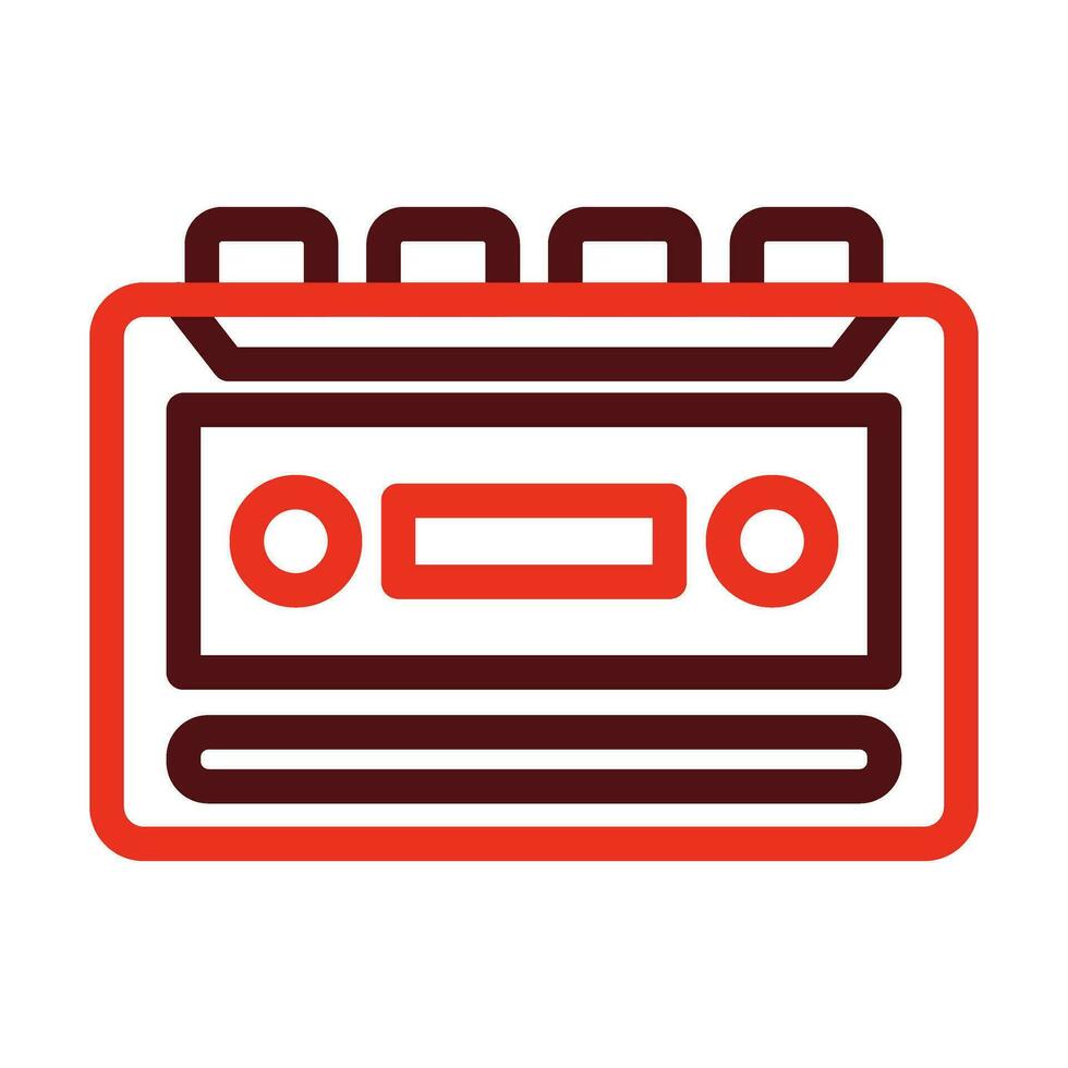 Cassette Recorder Vector Thick Line Two Color Icons For Personal And Commercial Use.