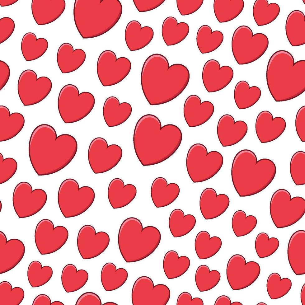 Love heart repeat pattern design vector background, red heart shapes lined up diagonally on a transparent background