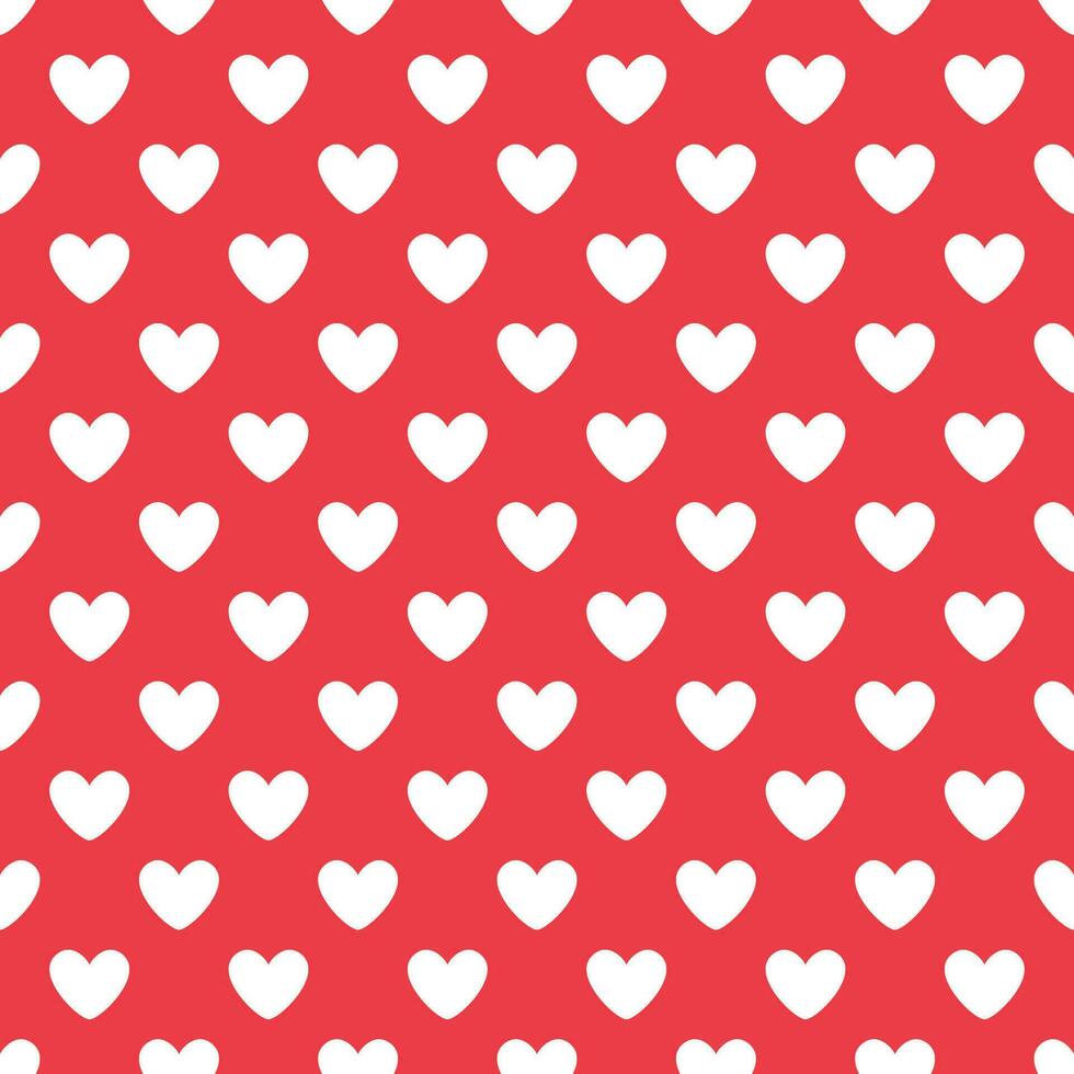Love heart repeat pattern design vector background, white heart shape on a red background