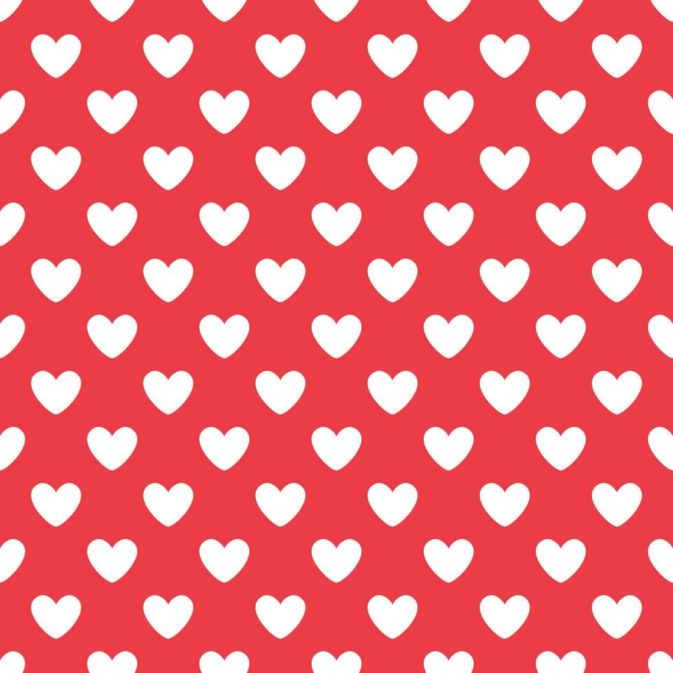 Love heart repeat pattern design vector background, white heart shape on a red background