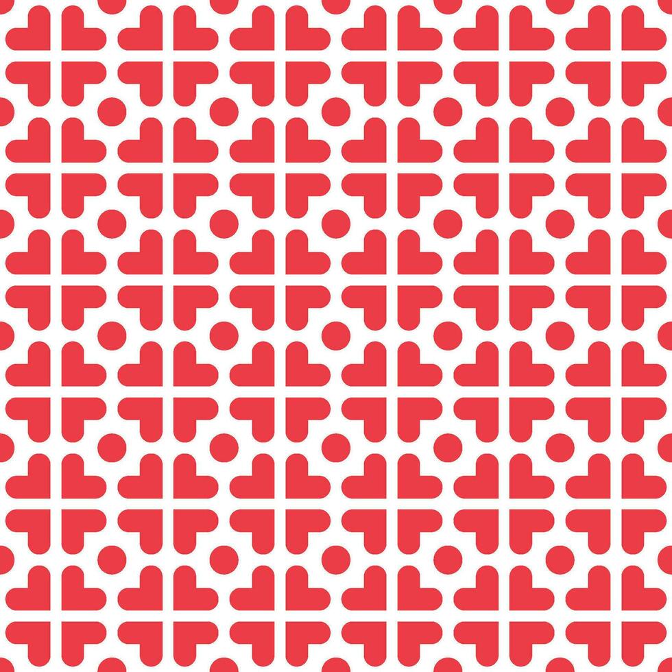 Love heart repeat pattern design vector background, red heart geometric shape on transparent background