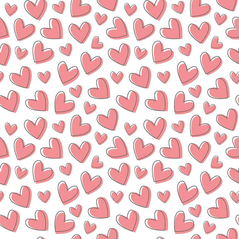 Love heart repeat pattern design vector background, pink heart shape on transparent background