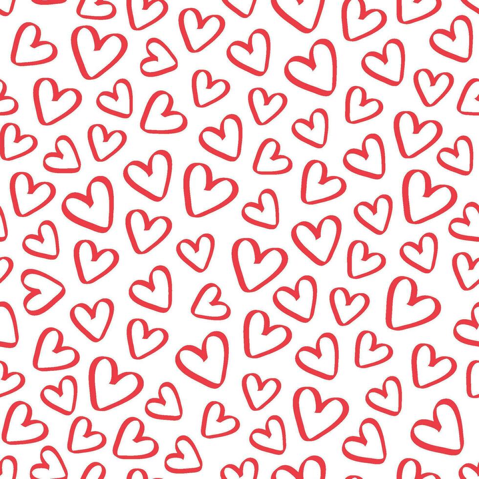 Love heart repeat pattern design vector background, heart shape with a red outline on a transparent background