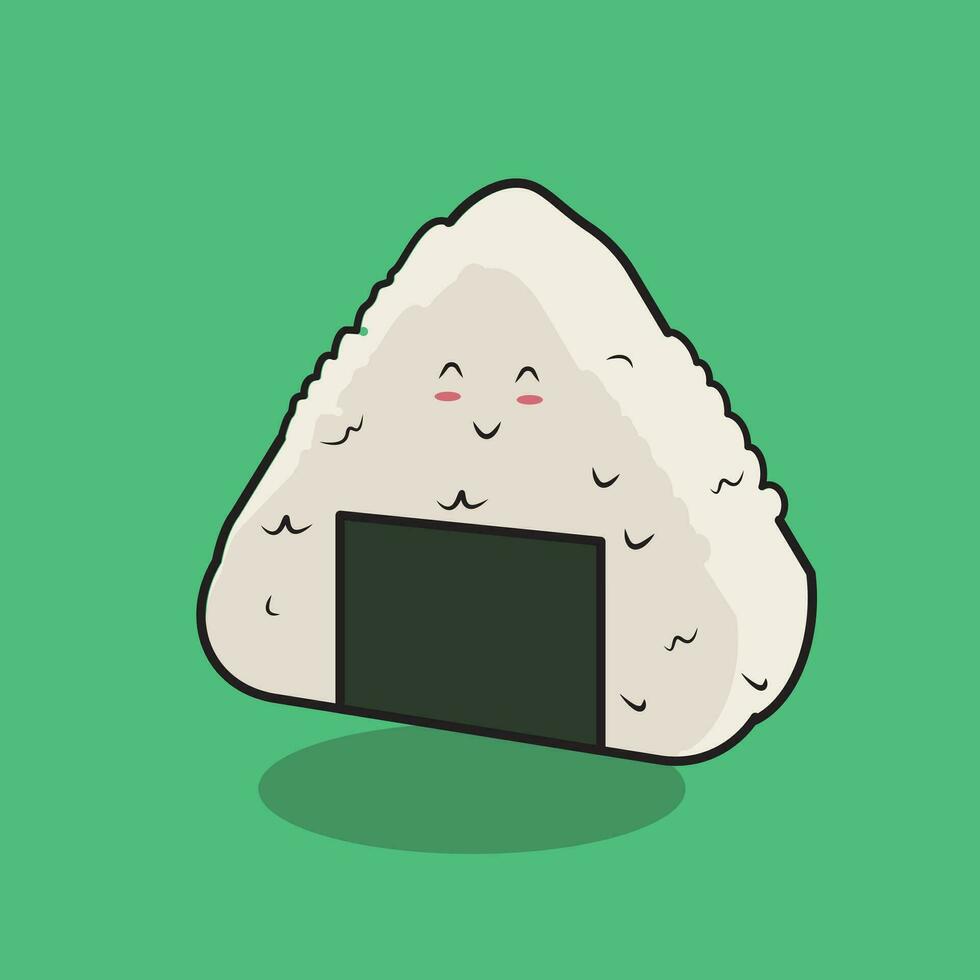 linda onigiri mascota vector ilustración