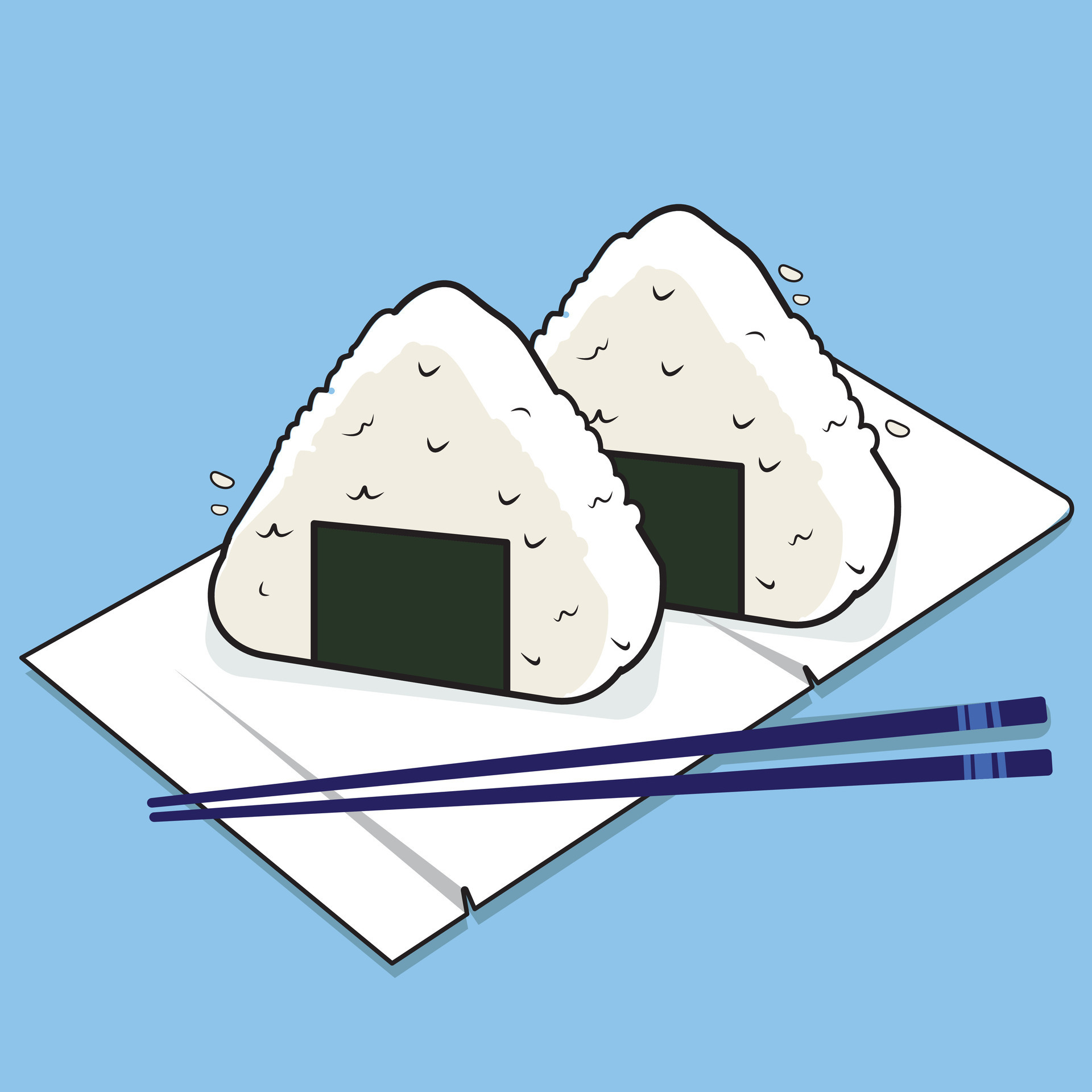illustration vectorielle d'onigiri. restauration rapide japonaise à base de  riz farci, moulé en forme de triangle en algue nori. 16453148 Art vectoriel  chez Vecteezy