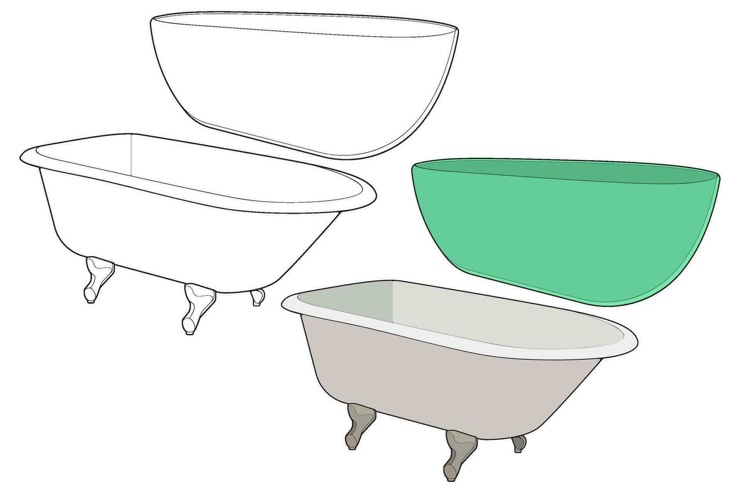 Set of colorful bathub vector. Bathtub bath icon vector concept. colorful bathub icon. Bathub and Shower Vector. Illustration Vector graphic of bathub. Bathroom Element Symbol.