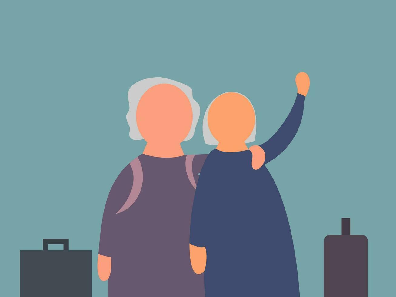 flat design senior travel vector illustration