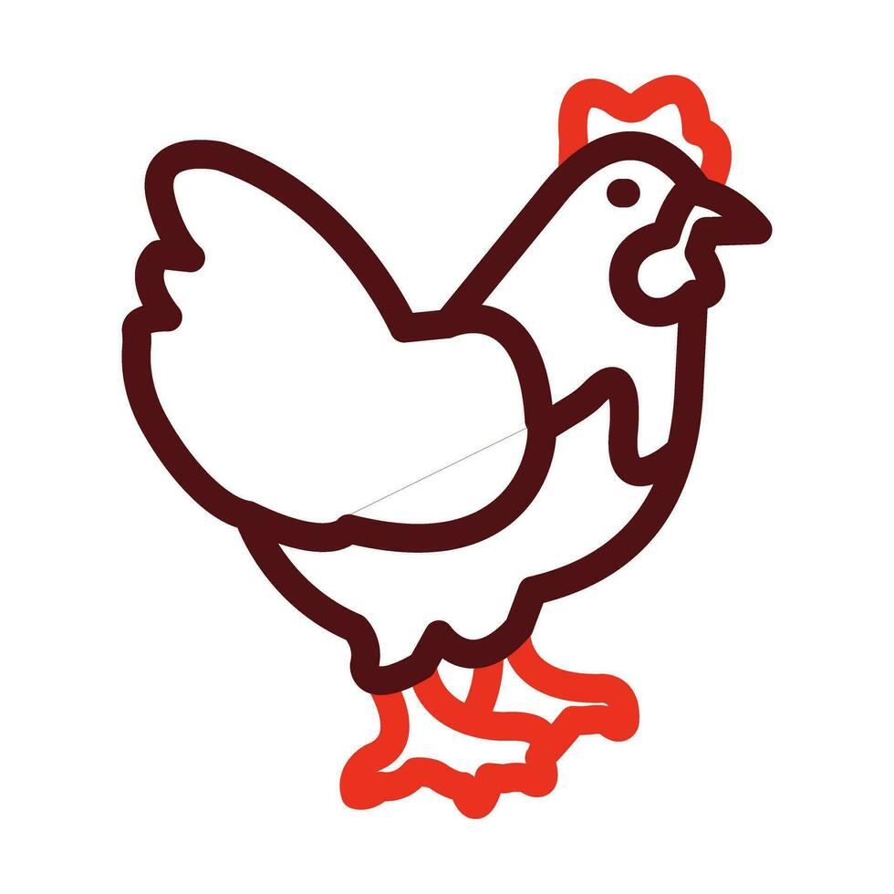 Chicken Vector Thick Line Two Color Icons For Personal And Commercial Use.