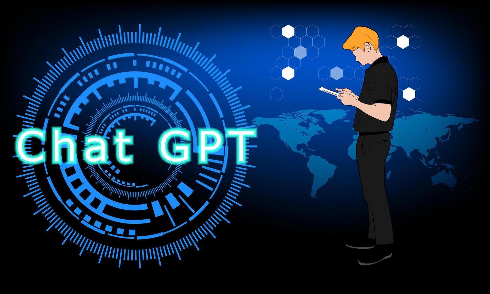 Business man hold smartphone concept Chat GPT of digital new technology vector illustration