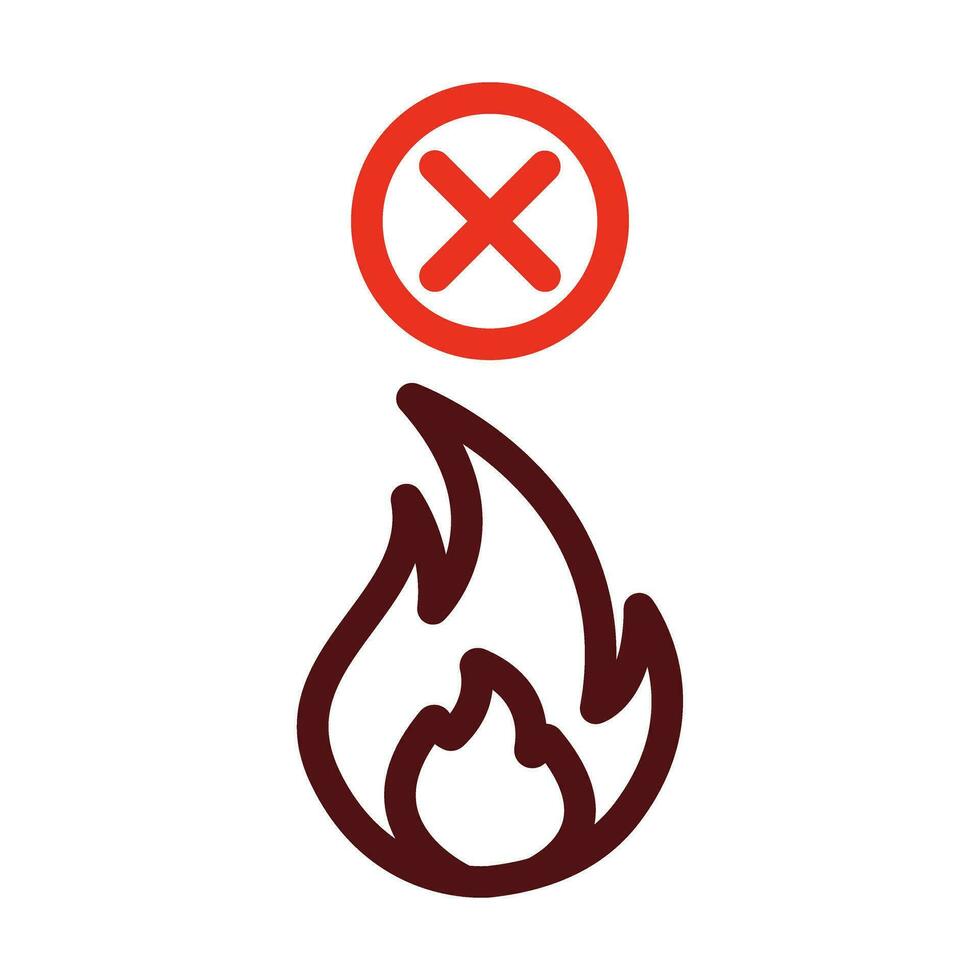 No Fire Vector Thick Line Two Color Icons For Personal And Commercial Use.
