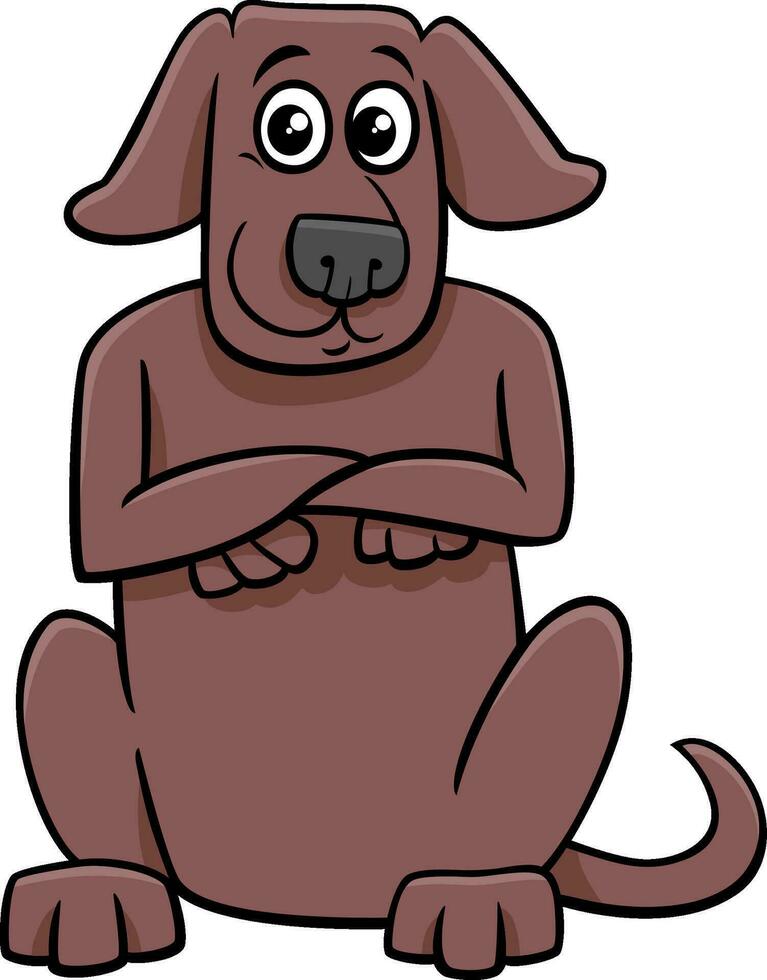 cartoon sitting brown dog animal character vector