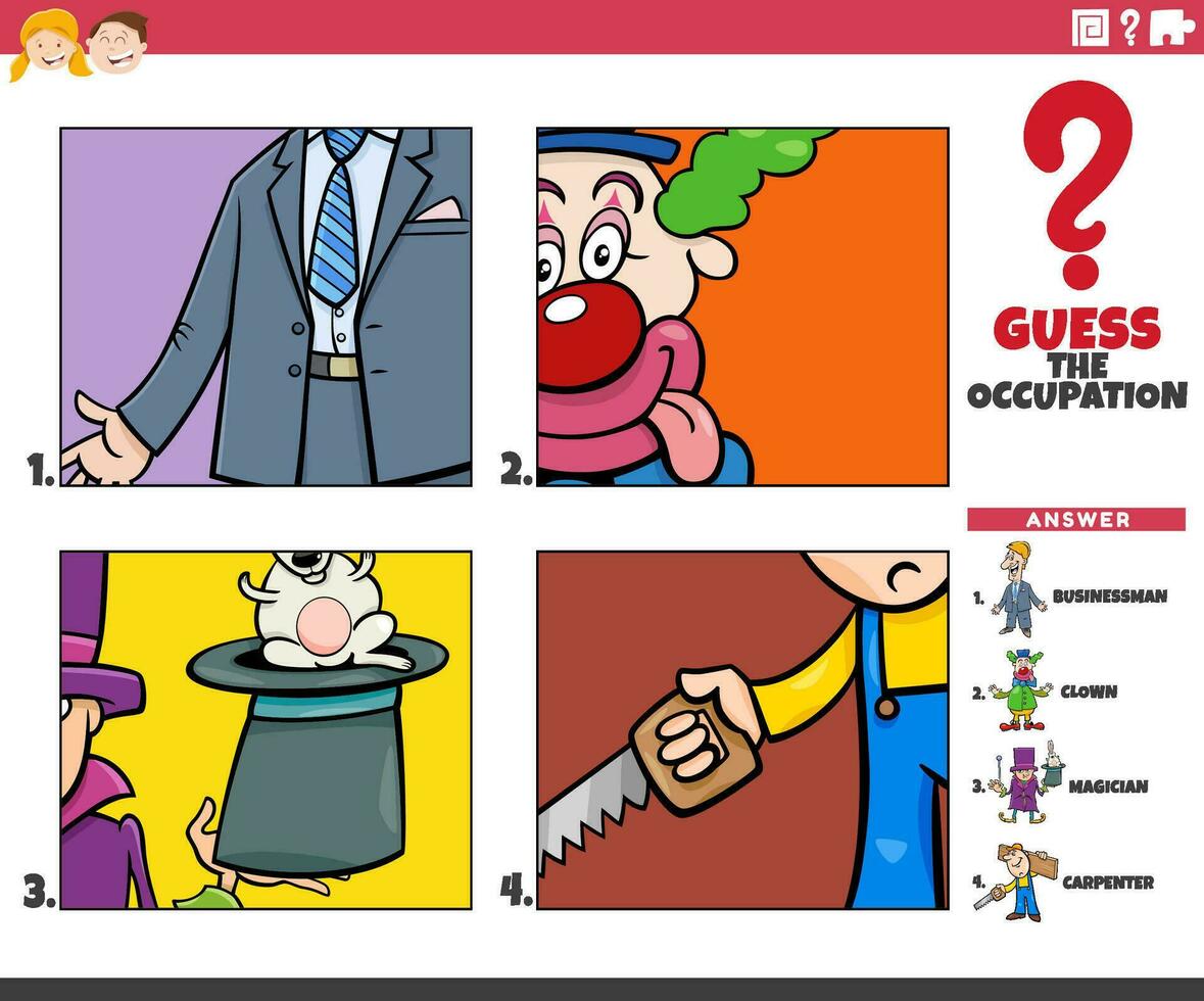 guess the occupation cartoon educational activity vector