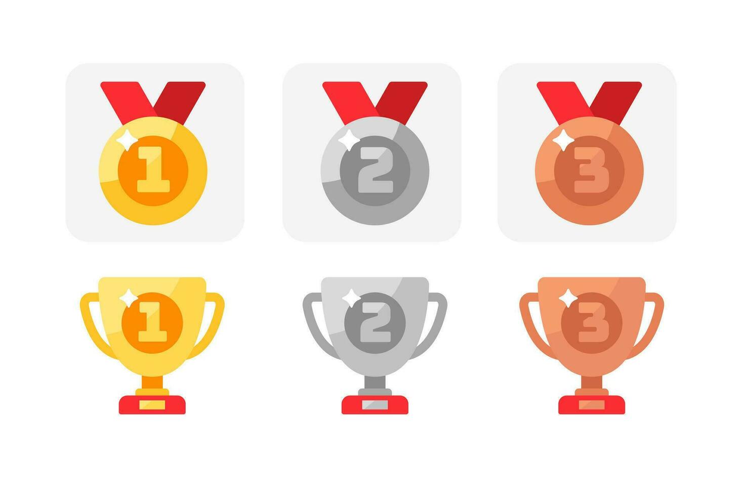 Set of Ranking Medal and Trophy icons vector