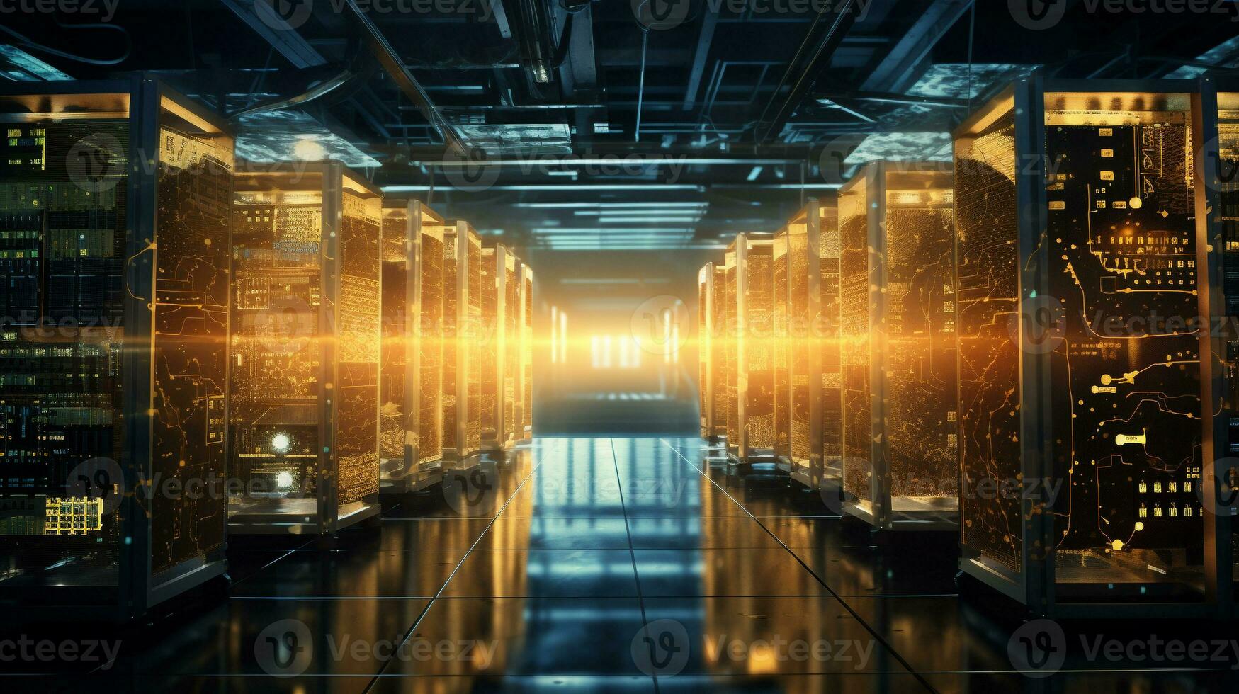 database server. super computer stores big data digital information. Hi tech technology background. generative AI photo