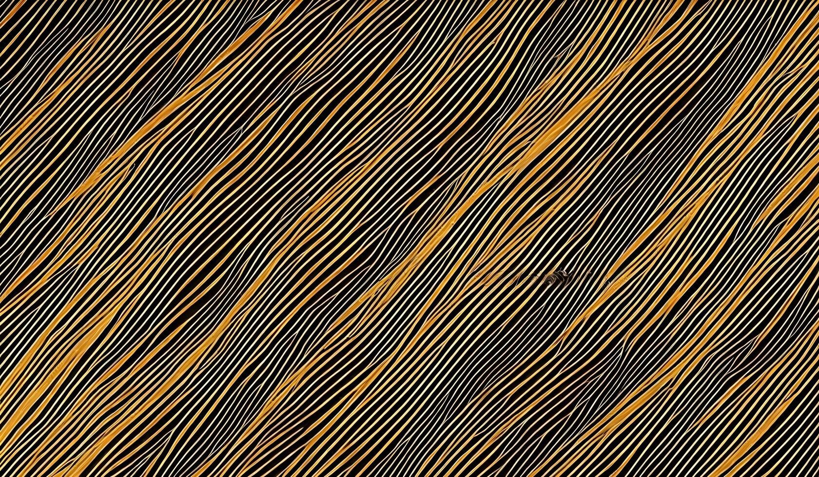 Abstract black background with golden light lines. AI Generative photo