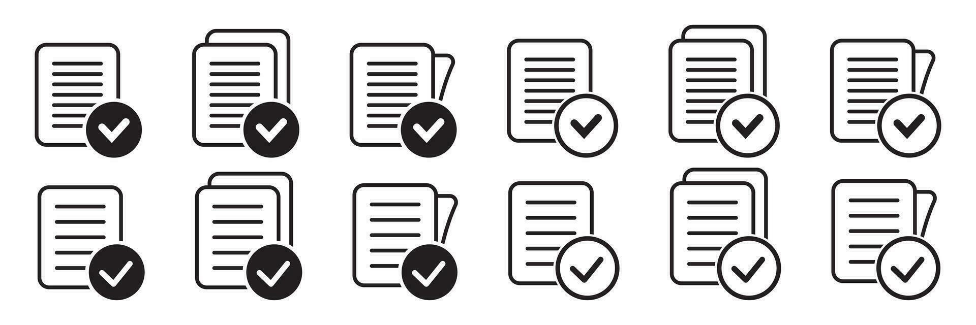 Compliance document icon in flat style. Approved process vector illustration on white isolated background. Checkmark business concept.