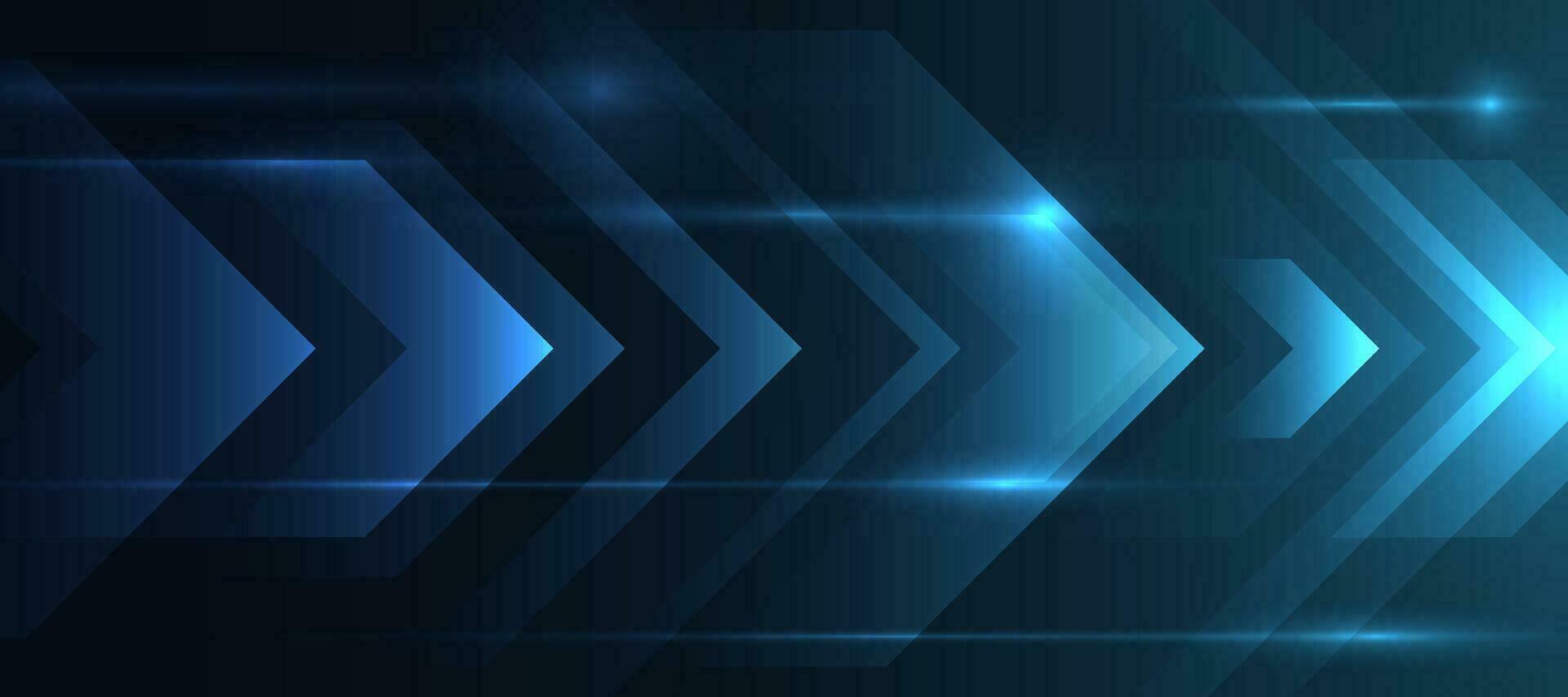 blue glowing arrow light background. Future digital growth technology vector