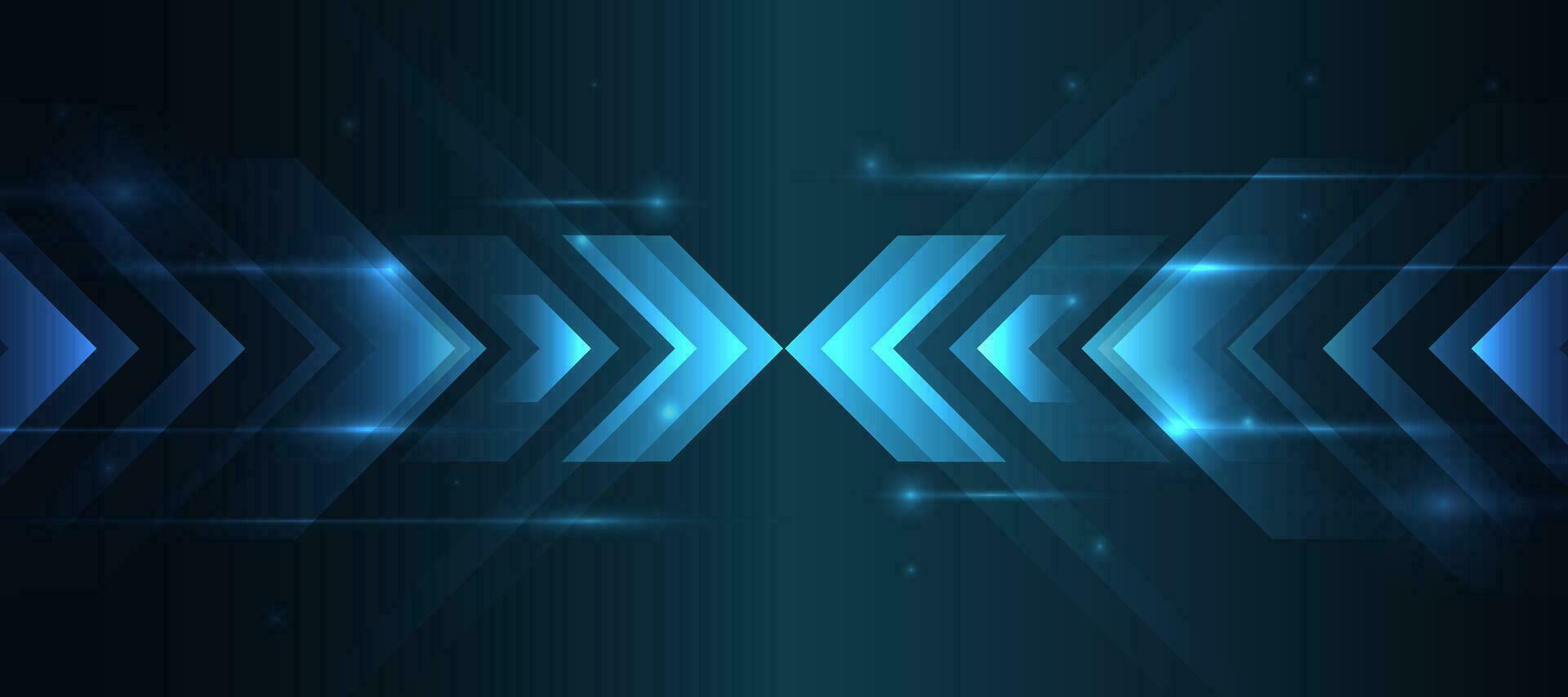 blue glowing arrow light background. Future digital growth technology vector