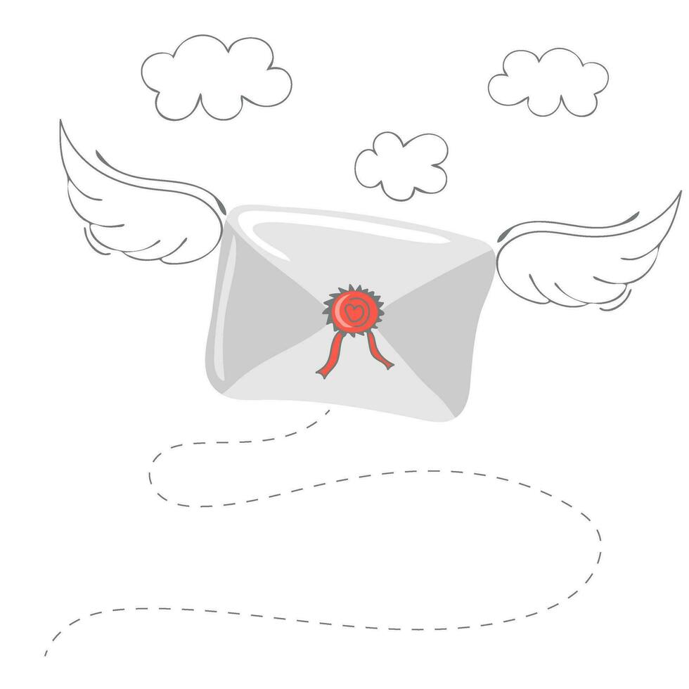 Flying envelope with wings. Mail is coming. Delivery of letters vector