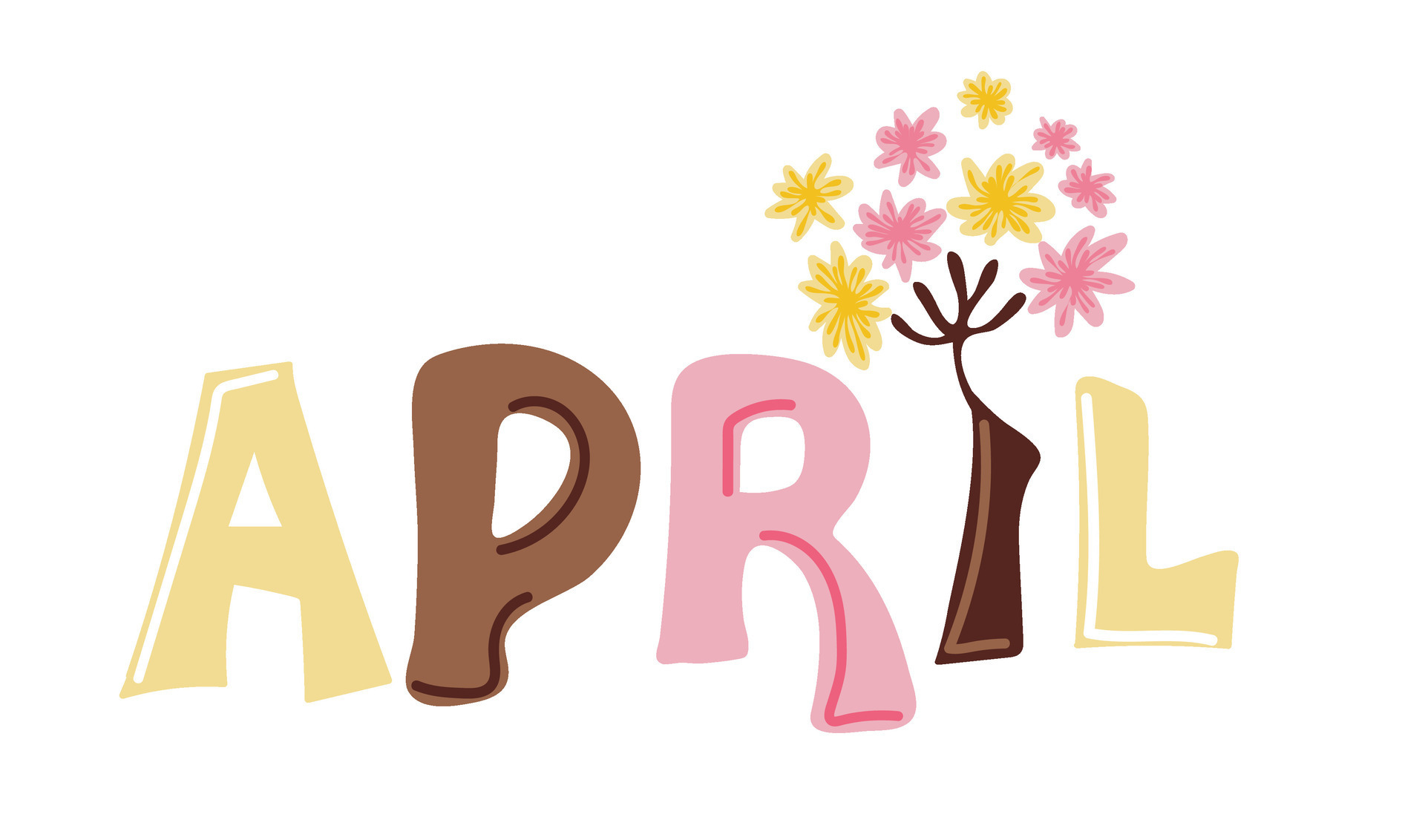 Month of april text with spring flowers 29160778 vector art at vecteezy