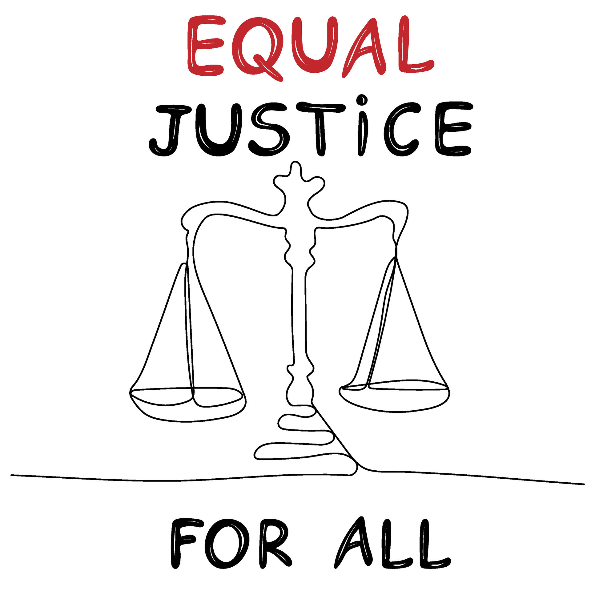 Equal justice for all. Continuous one line drawing balanced scales of  justice. Everyone is equal before the law 29160799 Vector Art at Vecteezy