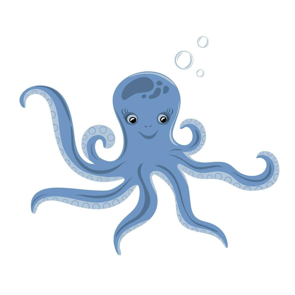 gracioso pulpo dibujos animados. marina habitante vector