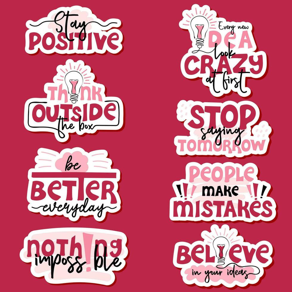 Set of stickers with motivational quotes vector