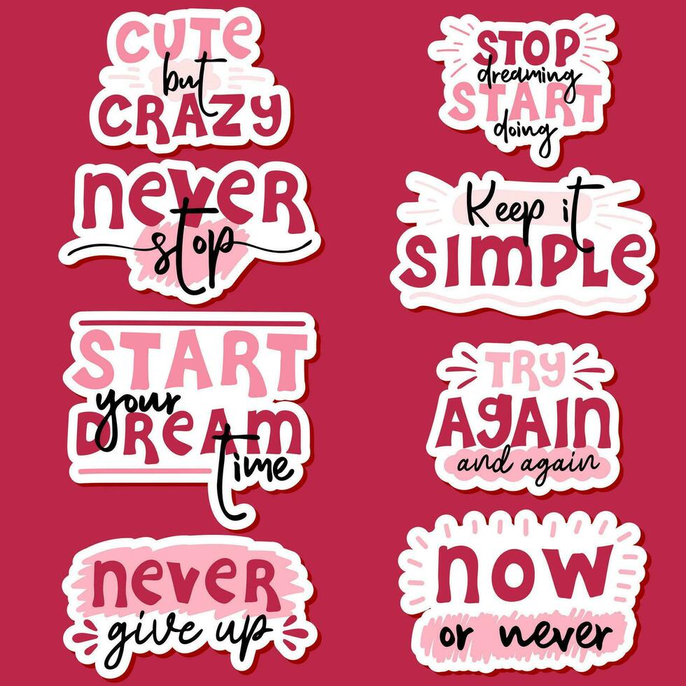 Set of stickers with motivational quotes vector