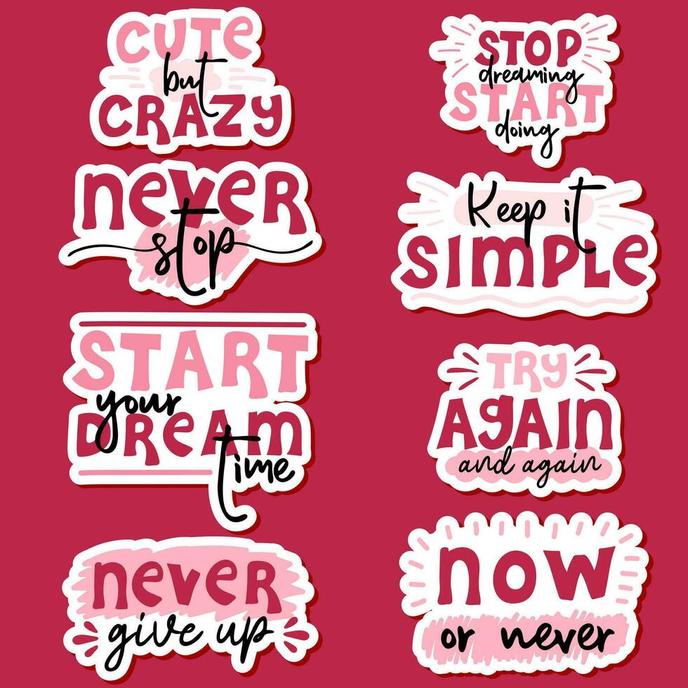 conjunto de pegatinas con motivacional citas vector