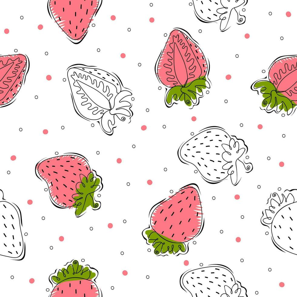 Strawberry seamless pattern. Fruits and berries vector