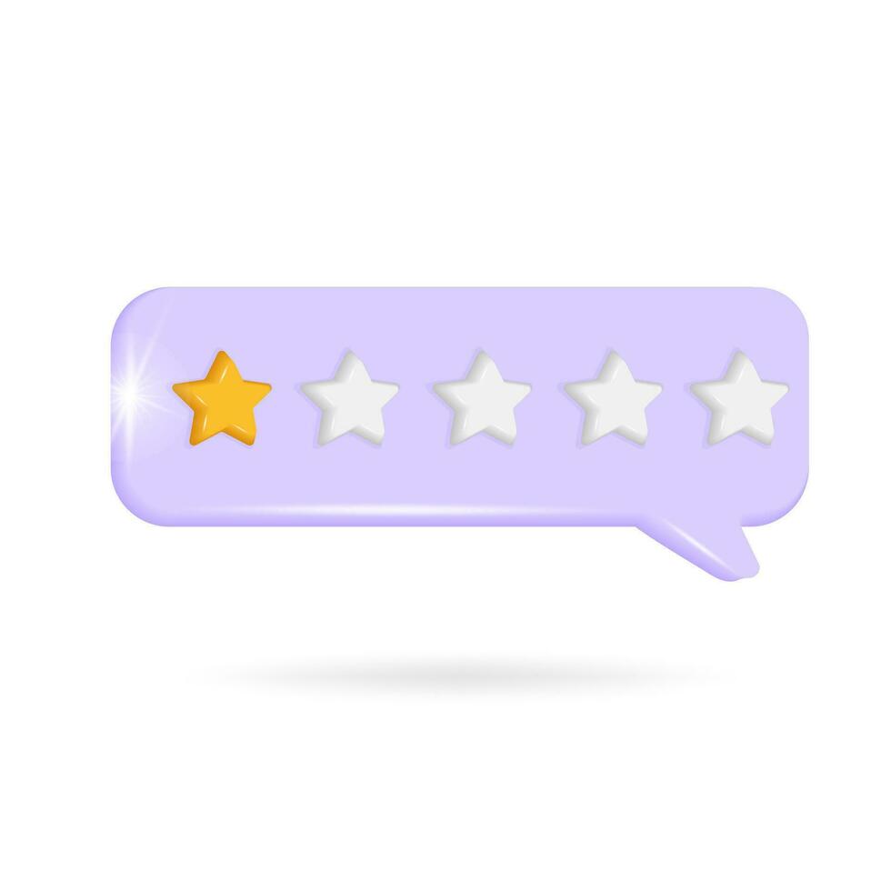 One star in speech bubble. Quality, customer rating, feedback or achievement concept vector