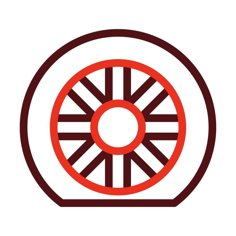 Flat Tire Vector Thick Line Two Color Icons For Personal And Commercial Use.
