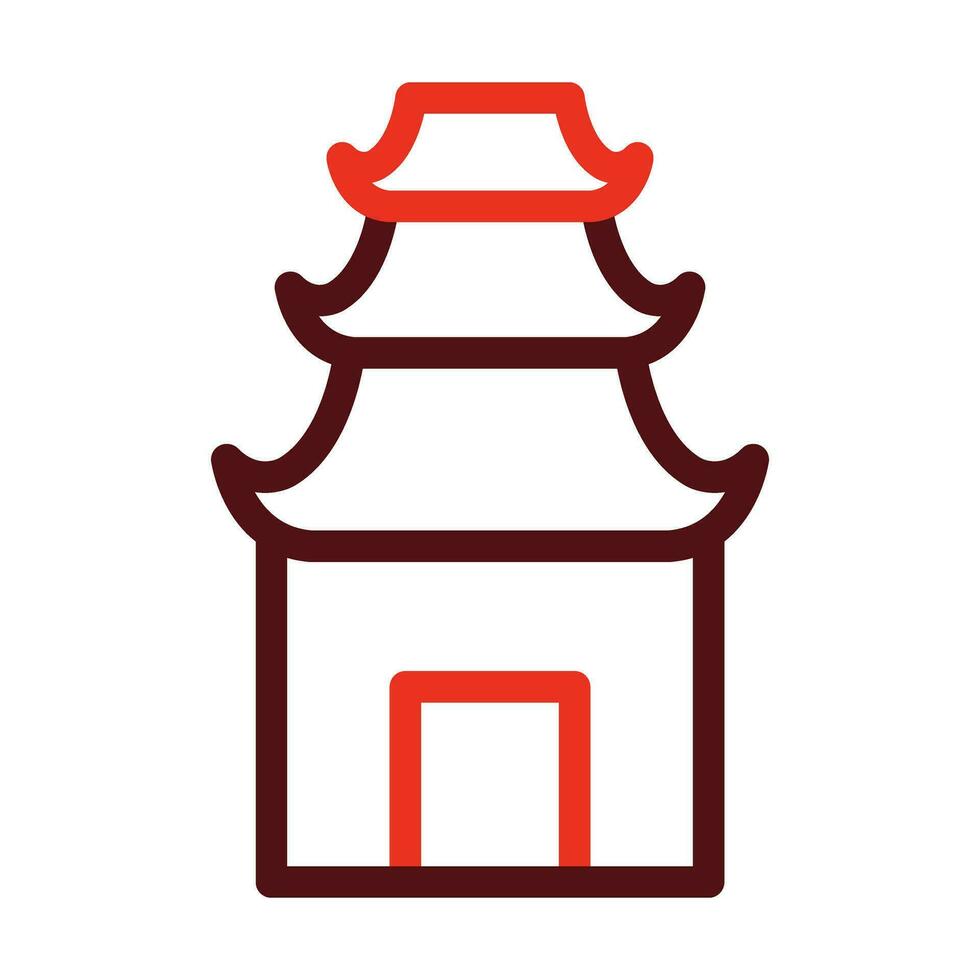 Temple Vector Thick Line Two Color Icons For Personal And Commercial Use.