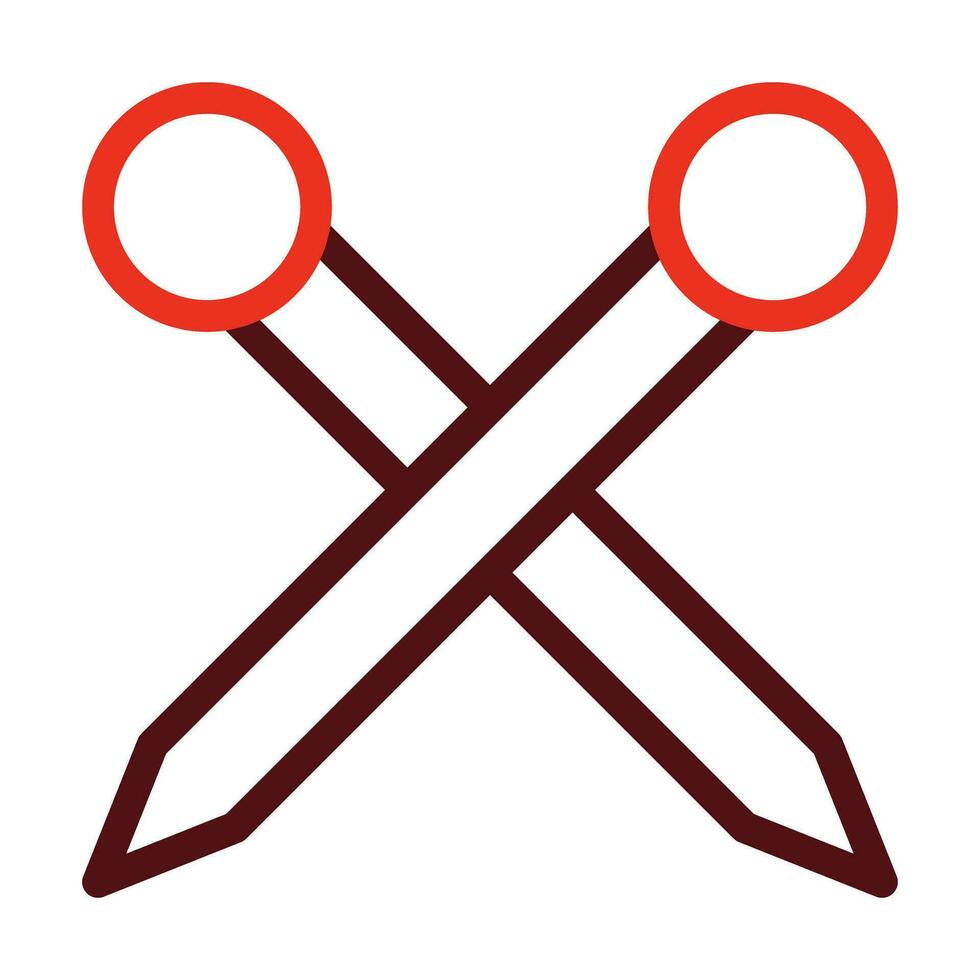 Knitting Needles Vector Thick Line Two Color Icons For Personal And Commercial Use.