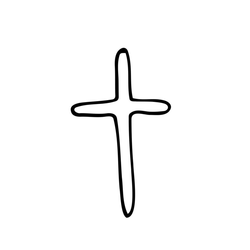 Christian easter cross vector doodle. Isolated vector on white background. Religion christian cross sketch