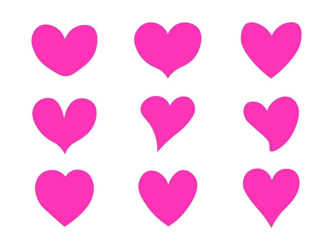 Pink hearts. Set of love symbol for web site logo, mobile app UI design. Design elements for Valentine's day and Mothers Day decoration vector