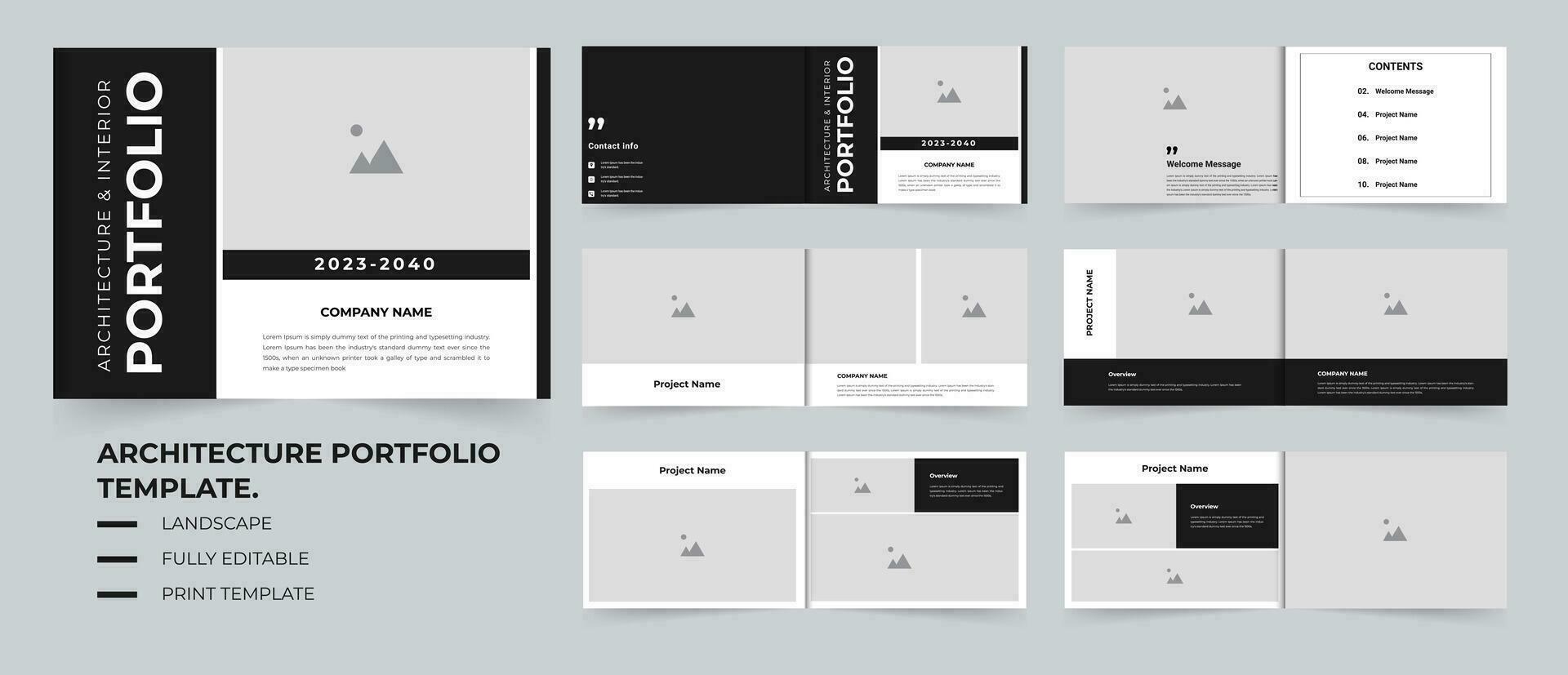 Professional Architecture portfolio or interior for company and project vector