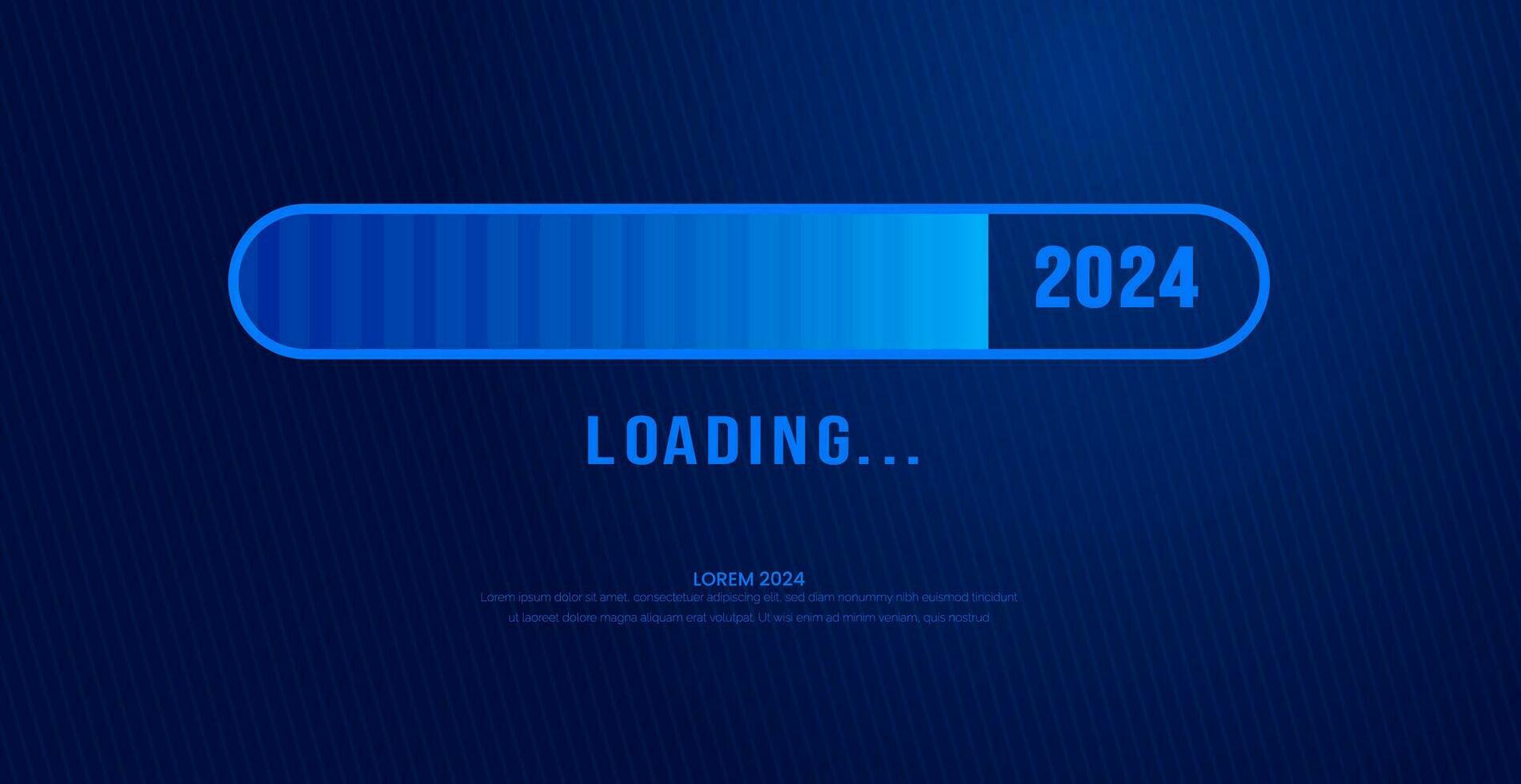 2024 loading bar Progress digital technology dark blue background. happy new year 2024 loading bar. Start goal plan and strategy.  2023 to 2024 loading business web banner. vector illustration.